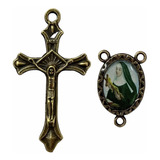 20 Entremeios Crucifixos Ouro Velho Resinados Para Terços