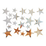 20 Estrelas Espelho Acrílico Decorativo Tamanhos Diferentes