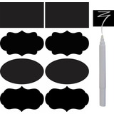 20 Etiqueta Lousa Quadro Negro 8 5cmx5cm 1 Caneta Giz