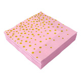 20 Guardanapos Aperitivo Rosa E Dourado 15x15cm 1 Pacote