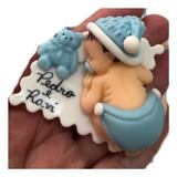 20 Lembrancinhas Maternidade Gêmeos Menino De Toca ,biscuit