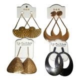 20 Pares De Brincos Folheados Grandes Revenda Moda Atacado