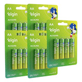 20 Pilhas Alcalina Aa 2a Pequena Bateria 5 Cartelas Elgin