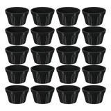 20 Ramequim Plástico 7 3cm Preto Canelado 90ml Cada Molheira