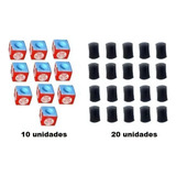 20 Virolas Ponteiras 10 Giz Azul 7bello Taco Bilhar Sinuca