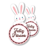 200 Adesivos Decorativos Feliz Páscoa Formato Coelho