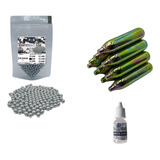 200 Esferas Airsoft 4,5 Mm + 10 Cilindros Co2 + Silicone