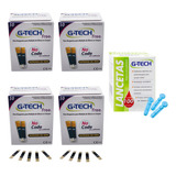 200 Fitas Tiras G-tech Free De Glicemia + 100 Lancetas Gtech