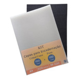 200 Capas Encadernação A4 Kit Preta cristal Couro 100un Cada