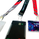 200 Cordões Personalizados 25mm E 200 Protetor De Crachá