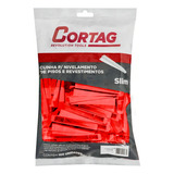 200 Cunhas Niveladoras Cortag Slim Para Piso Porcelanato Cor Vermelho