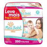 200 Lenços Umedecidos Macio Meu Bebê Ultra 4 Pacotes C 50un