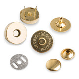 200 Pares Botão Ima Magnético Rebite 1 Lado 14mm Dourado Cor Dourado Latonado 200 Botões Completos