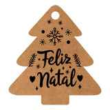200 Tags 5cm Em Kraft Presente Feliz Natal Pinheiro Árvore