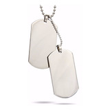 200corrente E 2placas Identificação Militar Dog Tag Aço Inox