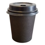 200u Copo Papel Preto 110ml Café C/ Tampa Biodegradável
