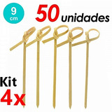 200un Espetos Palitos Finger Food Petisco De Bambu Laço 9cm