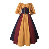 2024 Vestido Gótico Medieval De Patchwork De Renda Com 2024