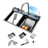 2025 Estilo Kit Cuba Gourmet Premium Multifuncional Torneira Pia Smart 75x46cm 304 Aço Inox Exibição De Temperatura Complet Preta Torneira Monocomando E Lavador De Copos Cozinha Gourmet