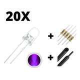 20x Led 5mm Ultravioleta Resistor 12v