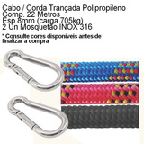 22mt Cabo Corda 8mm Puxar Boia Banana Boat + 2 Mosquetões