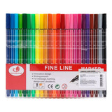 24 Caneta Colorida Ponta Fina 0.4 Cores Tinta Preto