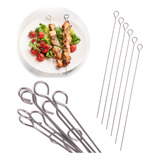 24 Espeto Churrasco Metal Inox Ponta