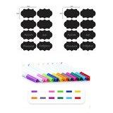 24 Etiquetas Lousa 5x3cm + Kit 12 Giz Liquido Colorido