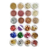 24 Glitter Encapsulado Flocado Pedrarias Caviar Strass Unhas Cor Kit 24-02
