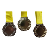 24 Medalhas Vitoria 60 Mm Ouro Prata Bronze - Com Fita Cetim
