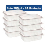 24 Potes Descartáveis 500ml Tampa Freezer