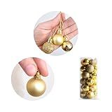 24 Bolas De Natal 3cm Pequena Mista Glitter Fosca Lisa Enfeite Natalino Árvore Natal Decoração Presente Ornamentos Decorativos Kit Christmas Premium Dourado 