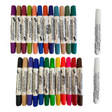 24 Caneta Tecido Texti Ponta Dupla Magic Color 2 Brancas