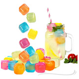 24 Cubos De Gelo Artificial Reutilizável Coloridos Quadrado