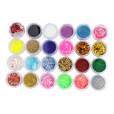 24 Glitter Encapsulado Flocado Pedrarias Caviar Strass Unhas Cor Hs 675