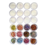 24 Glitter Encapsulado Flocado Pedrarias Caviar Strass Unhas Cor Kit 24 04