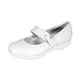 24 Hour Comfort Kristi Sapatos Femininos De Couro Mary Jane Confortáveis Clássicos De Largura Larga Branco 6 5 X Wide