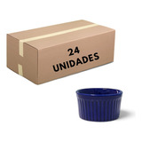 24 Mini Tigelas Azul Ramekin 150 Ml Porcelana Canelada