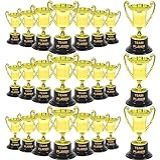 24 Peças De Taças De Troféu De Prêmio De Ouro  Mini Copos De Troféus De Plástico  Troféu De Prêmio De Festa  Inclui Pequeno Copo De Troféu De Plástico E Adesivos  Jogador De Equipe  Para Cerimônia De