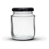 24 Potes De Vidro Belém 240ml Com Tampas Metálicas E Lacres Cor Preto