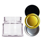 24 Potes De Vidro Pianezza 210ml C Tampa Metálica Para Vela Cor Dourado