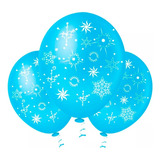 25 Balões Bexiga Frozen Flocos Neve