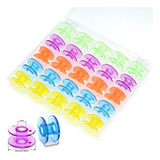 25 Bobina Carretilha Alta Plástica Coloridas Janome + Estojo