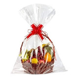 25 Sacos Presente Celofane Transparente Cestas Kits 45x59cm