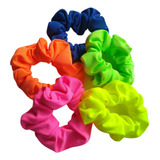 25 Scrunchies Neon Sem Laço Elástico Cabelo Amarrador