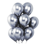 25 Unidades - Balão - Bexiga - Metalizado Prata 9 Pol