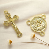 25 Crucifixo 25 Entremeio Sagrada Família Para Terço Atacado Cor Dourado