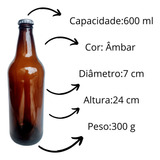 25 Garrafa De Vidro 600 Ml Cerveja Artesanal Caçula Ambar