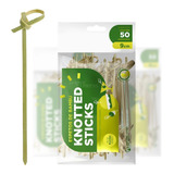 250un - Espeto Bambu Knotted Stick Nozinho Lanches E Bebidas