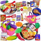 25pç Cesta Com Fruta Brinquedos Cozinha Comida Frigideira
